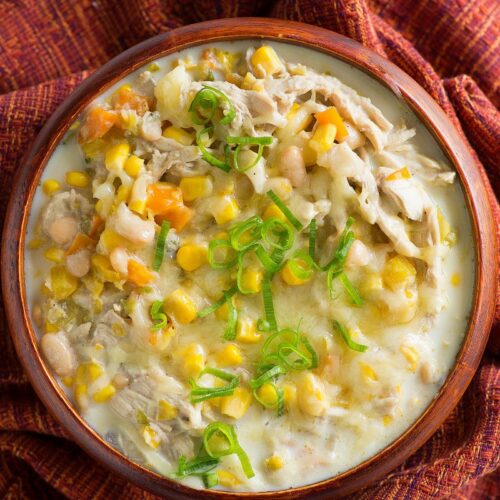 White Chicken Chili with Aged Cheddar Cheese Recipe Girl