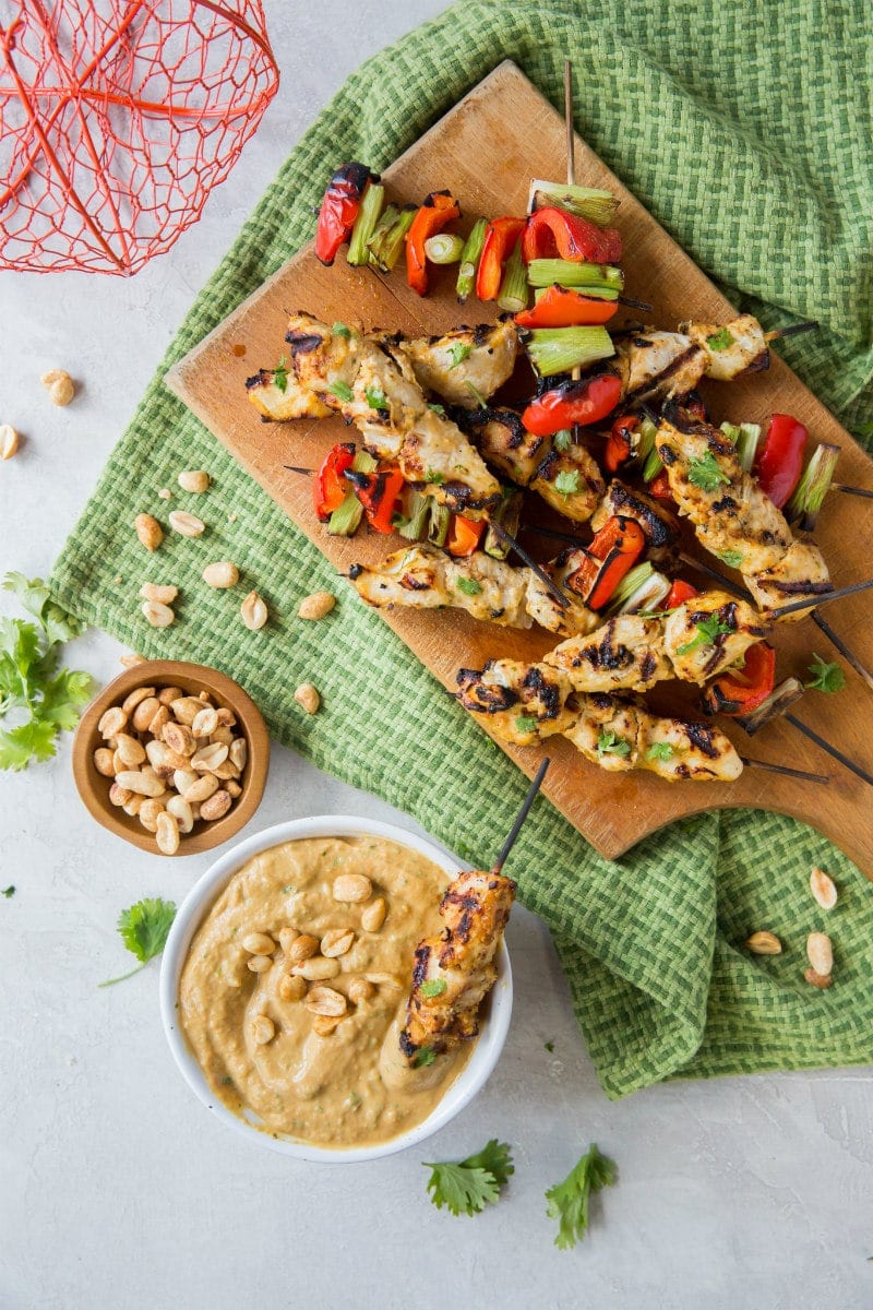 Thai Pumpkin Chicken Satay served with Pumpkin Peanut Butter Dipping Sauce