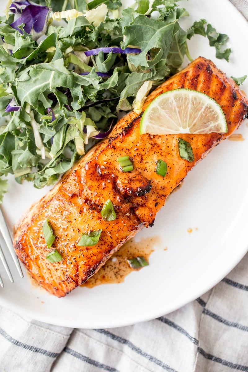 Broiled Honey Lime Glazed Salmon served on a plate