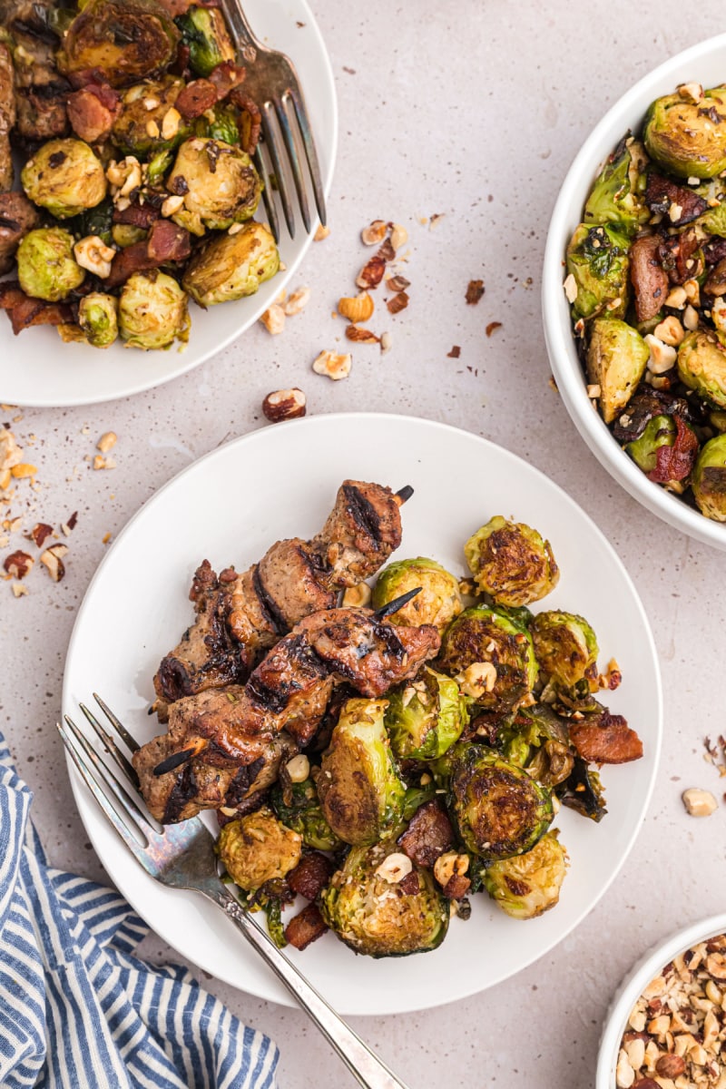 plate of chicken with brussels sprouts