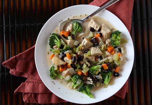 bowl of chicken and broccoli soup