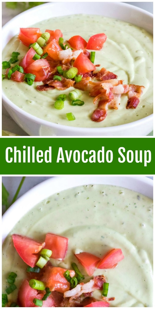 pinterest collage image for chilled avocado soup