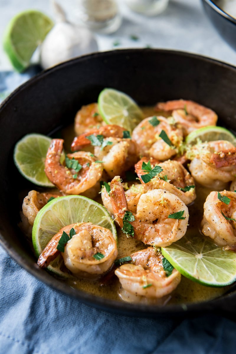 Garlic Lime Shrimp in a pan