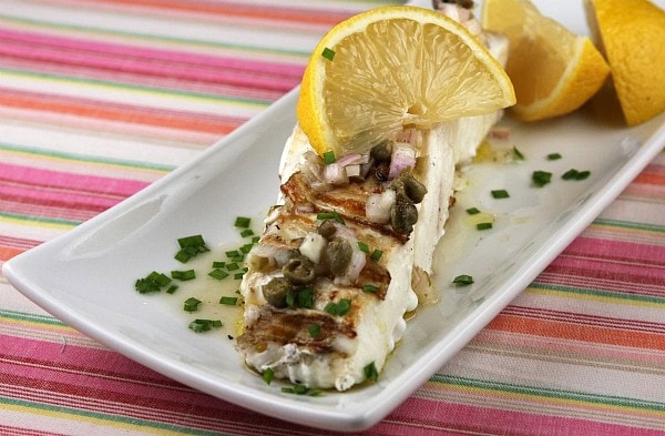 Grilled Halibut with Lemon Caper Vinaigrette