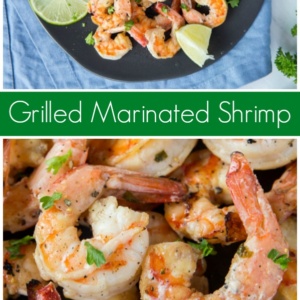 pinterest collage image for grilled marinated shrimp