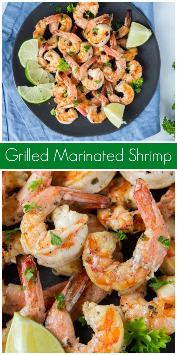 pinterest collage image for grilled marinated shrimp