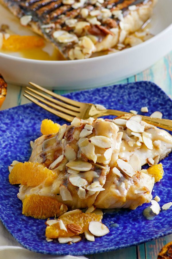 Grilled Snapper with Orange Almond Sauce