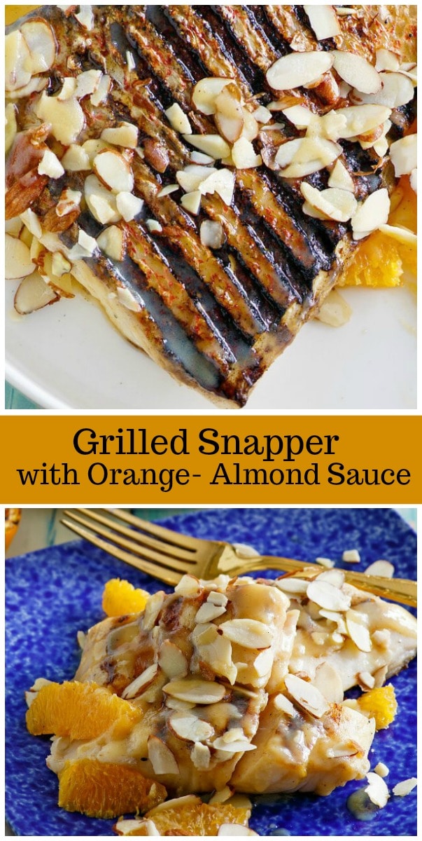 grilled snapper with orange almond sauce