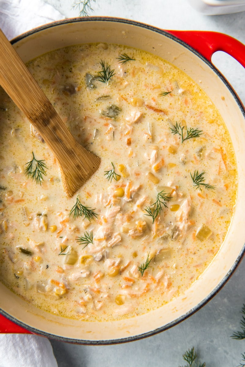 Pot of Salmon Chowder