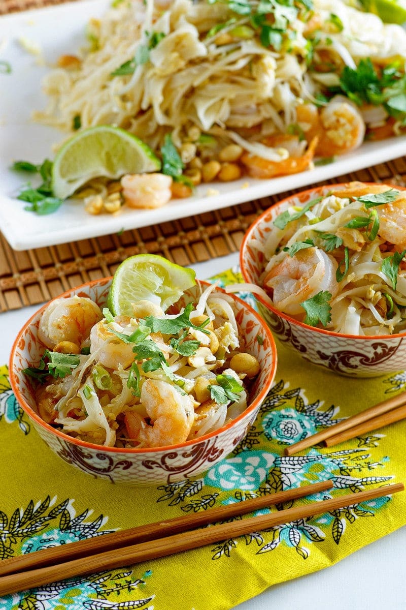 Bowls of Pad Thai Shrimp