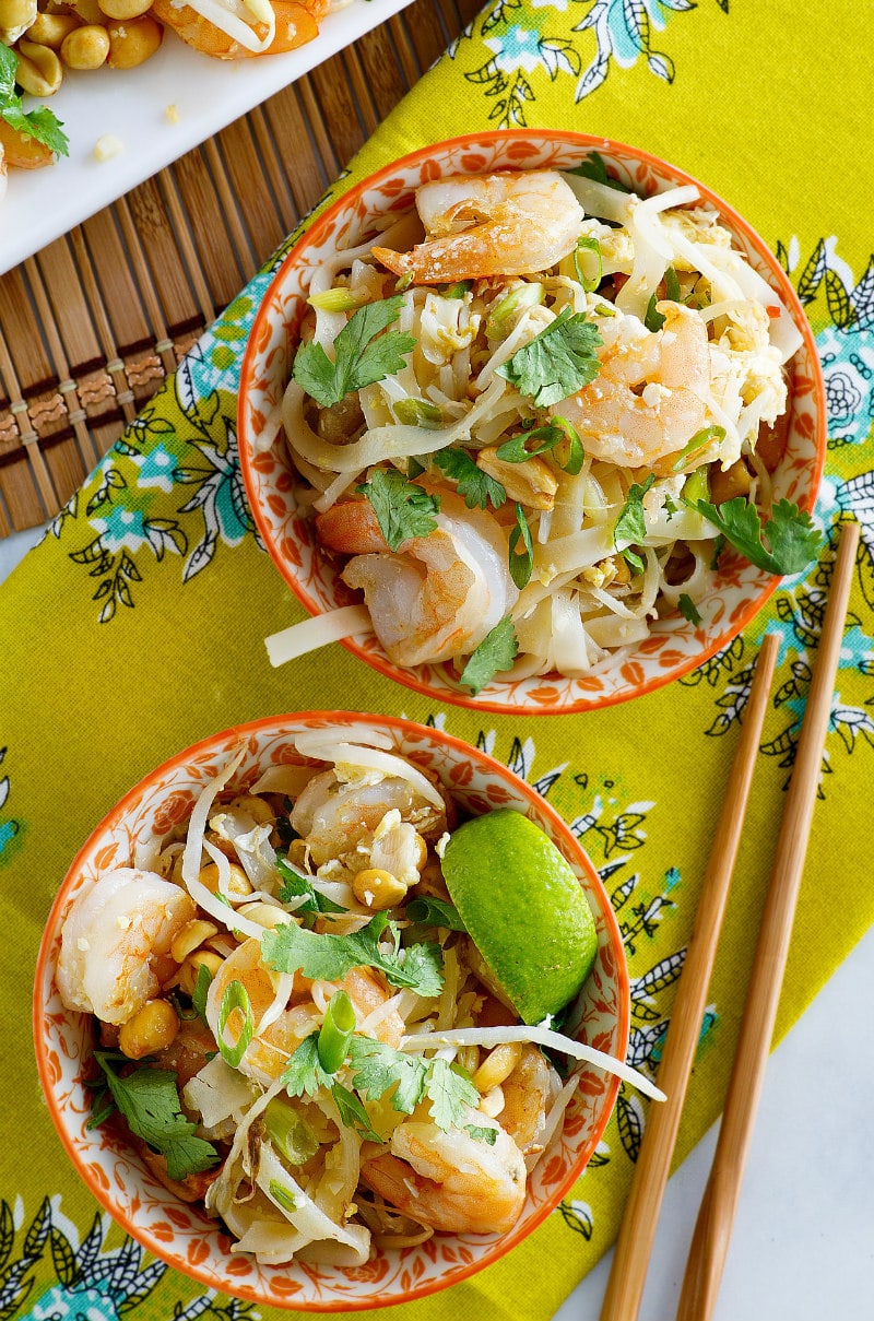 Two bowls of Pad Thai Shrimp