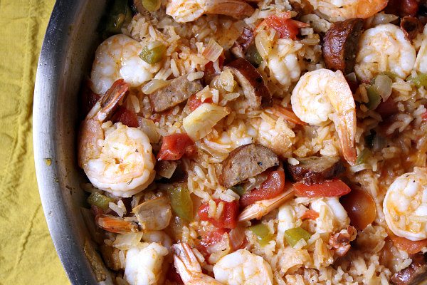 Easy Shrimp Jambalaya in a pan