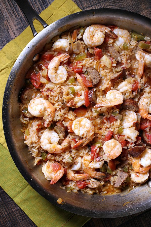 Easy Shrimp Jambalaya in a skillet