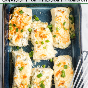 pinterest image for swiss parmesan halibut