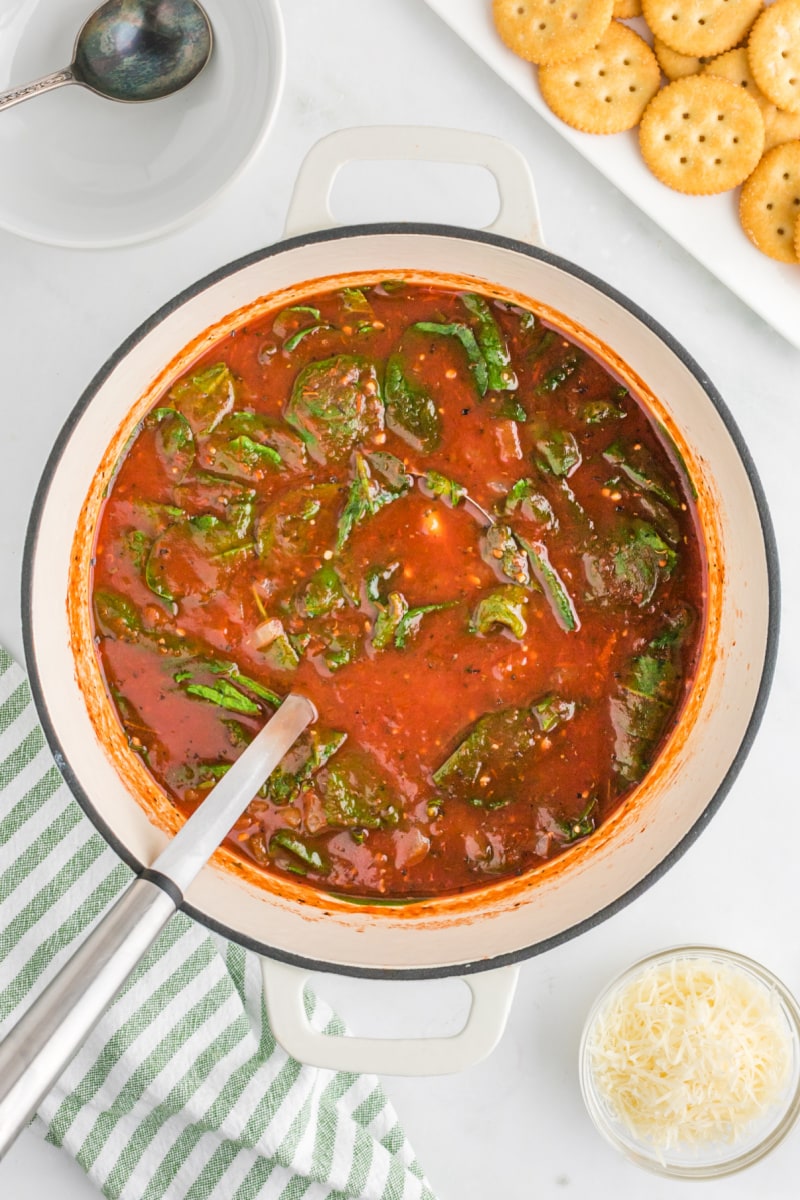 tomato florentine soup in a pot