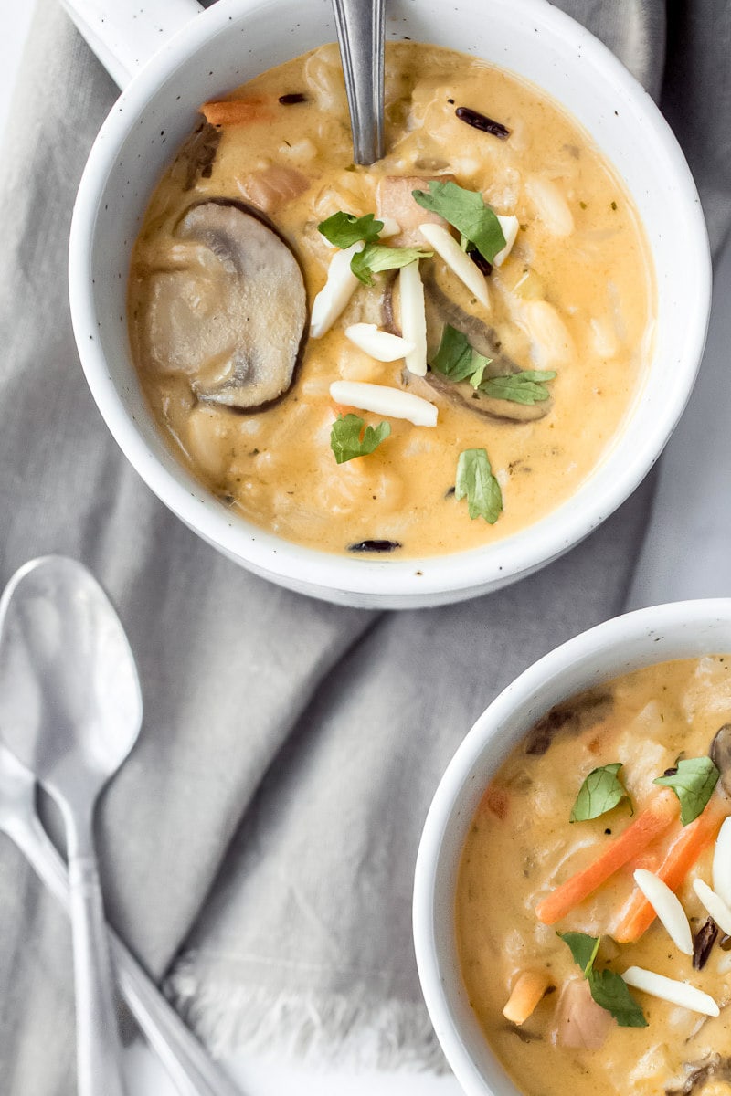 bowls of wild rice soup