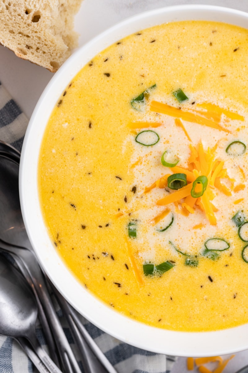 beer cheese soup in a bowl