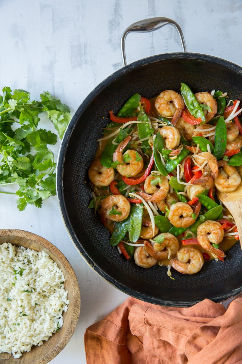 preparing Coconut Curry Stir Fried Shrimp