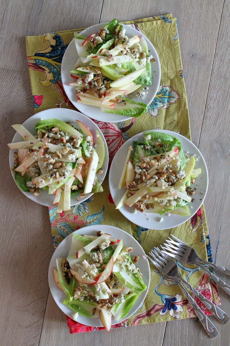 Apple Endive Salad recipe from RecipeGirl.com #apple #endive #salad #recipe #RecipeGirl Plated Apple Endive Salad