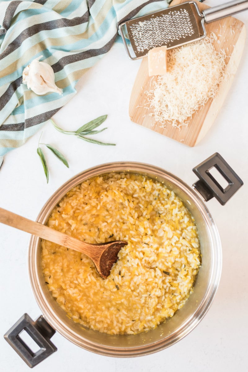 butternut squash risotto in a pot