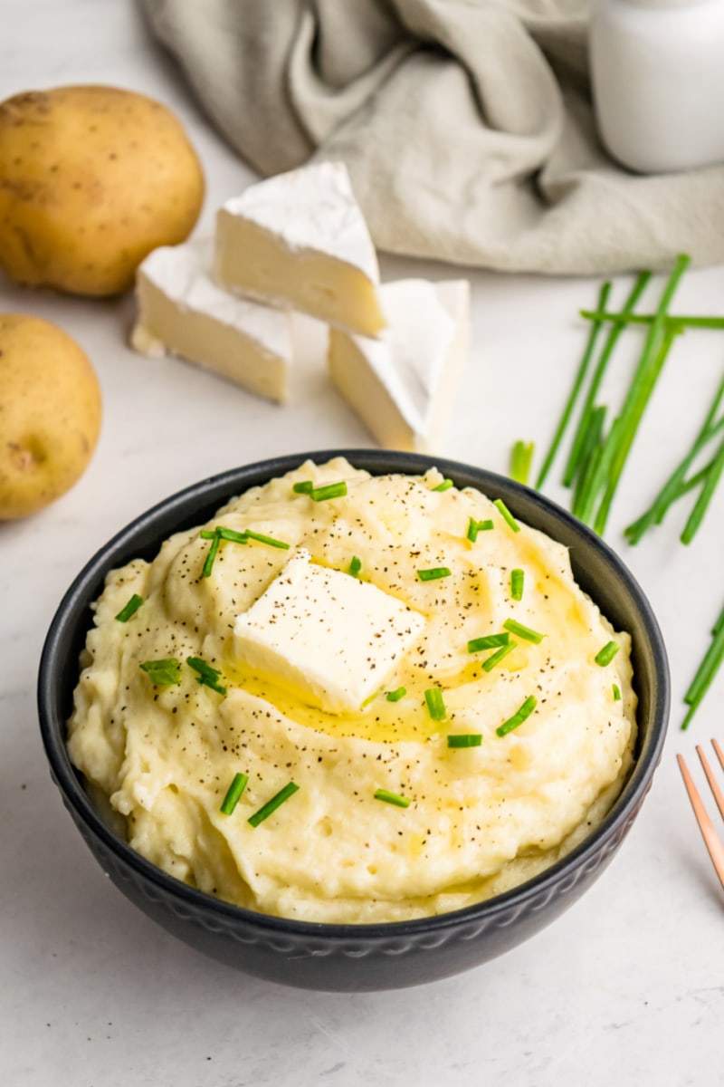 camembert mashed potatoes in a bowl with butter