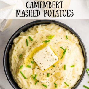 pinterest image for camembert mashed potatoes
