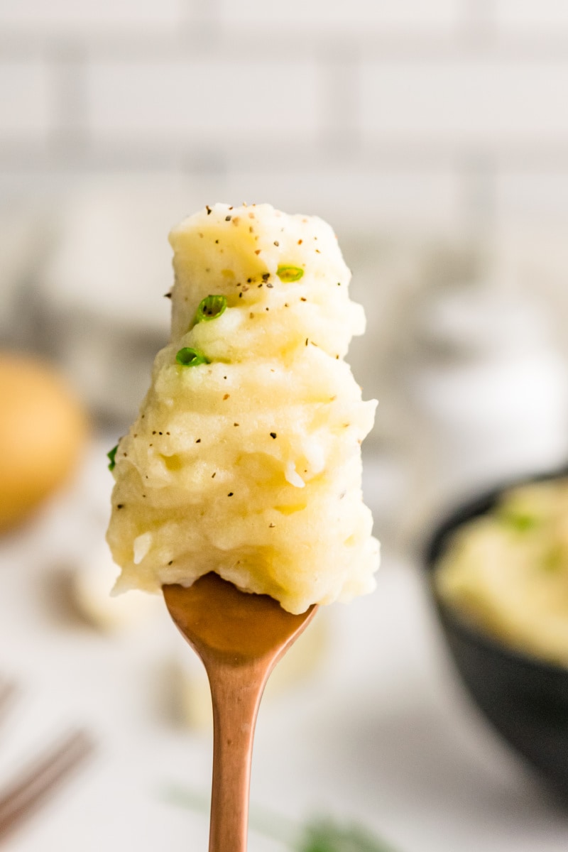 forkful of mashed potatoes