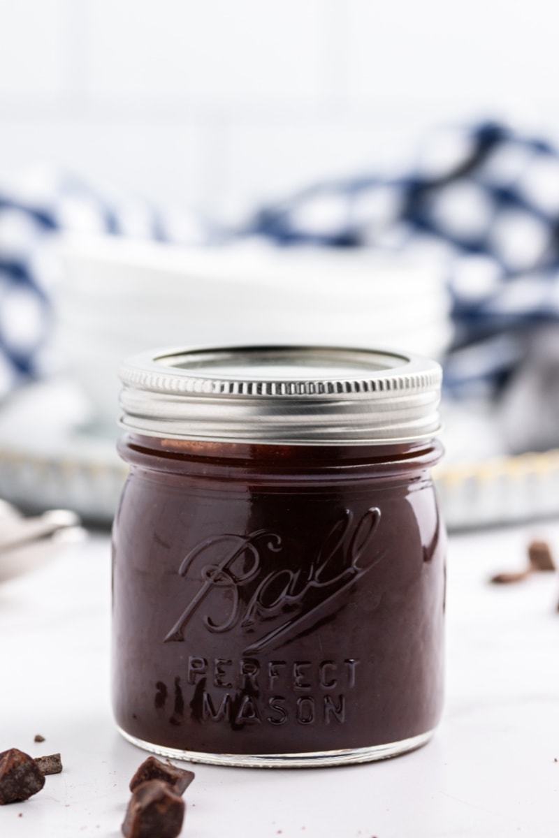 jar of chocolate fudge sauce