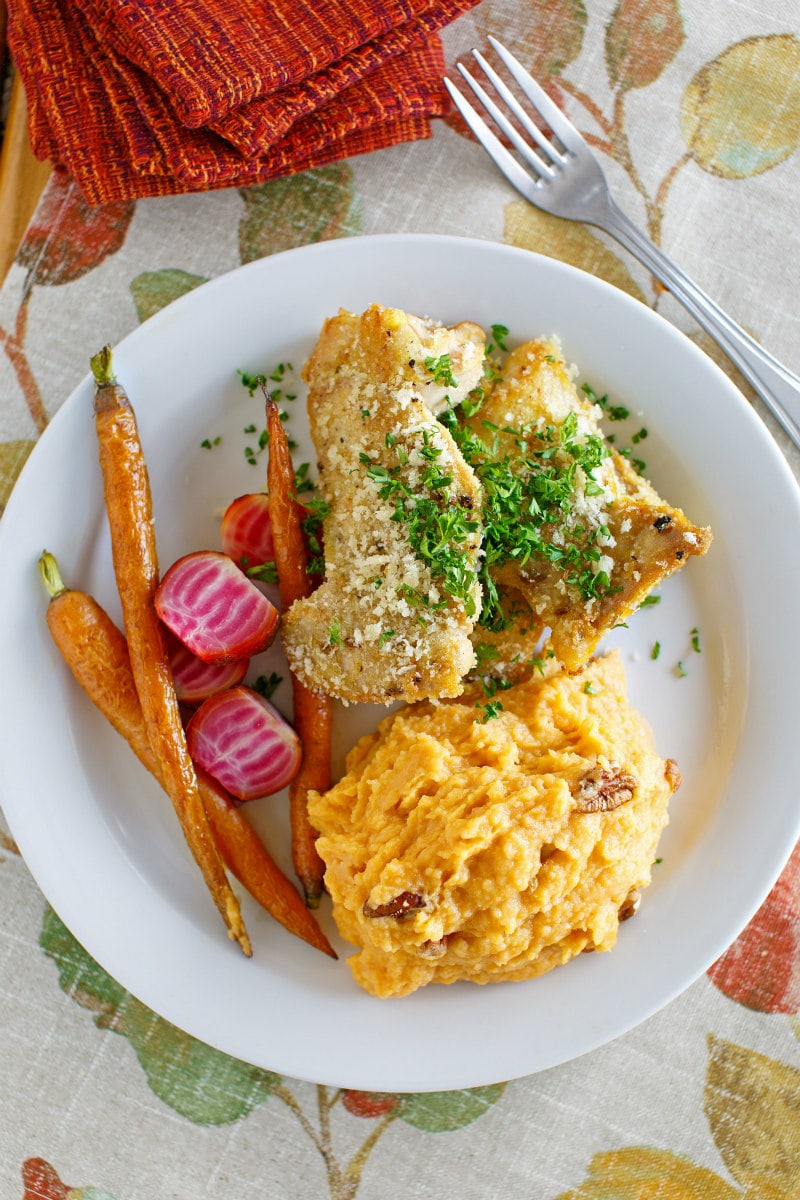 a serving of Creamy Mashed Sweet Potatoes 