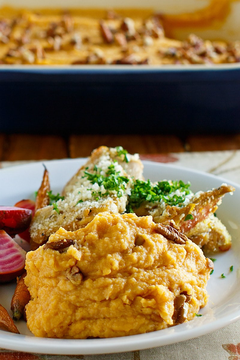 a serving of Creamy Mashed Sweet Potatoes