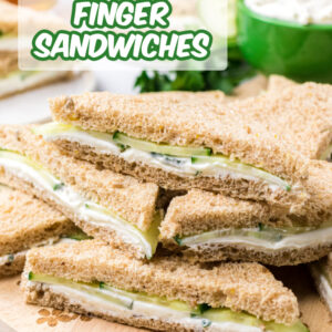 pinterest image for goat cheese finger sandwiches