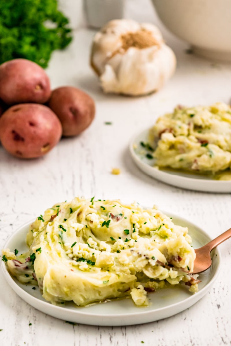 serving of blue cheese mashed potatoes on a plate