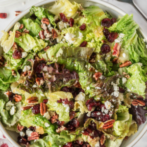 pinterest image for mixed green salad with apple cider vinaigrette