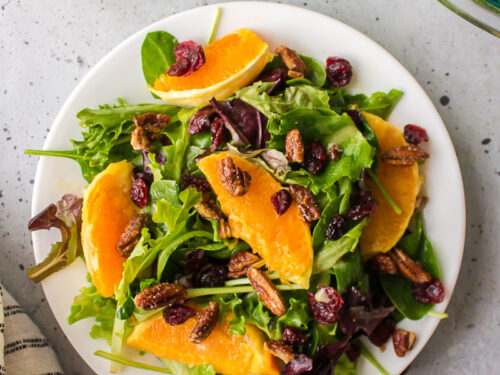 Salad with Citrus Vinaigrette and Sugared Pecans