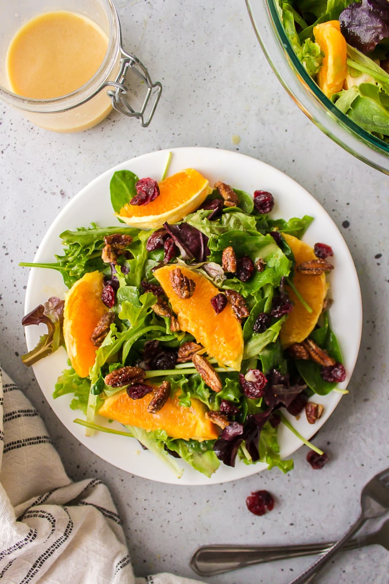 plate serving of salad with citrus vinaigrette