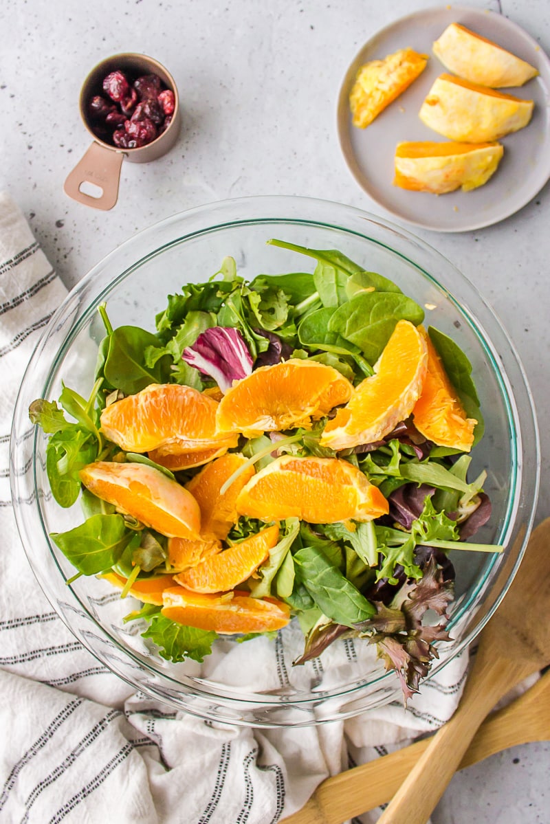 salad with citrus vinaigrette on a plate