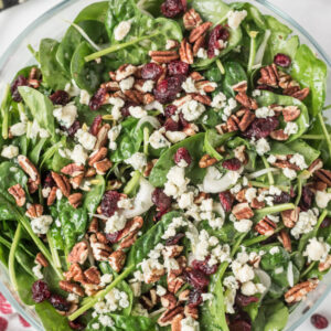 Pinterest image for Spinach and Endive Salad with Blue Cheese and Pecans
