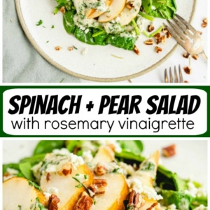 pinterest collage image for spinach and pear salad