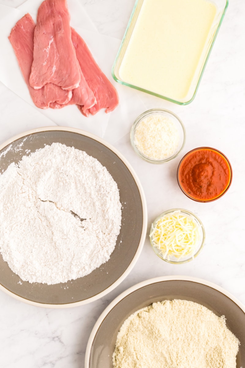 ingredients displayed for making veal parmesan