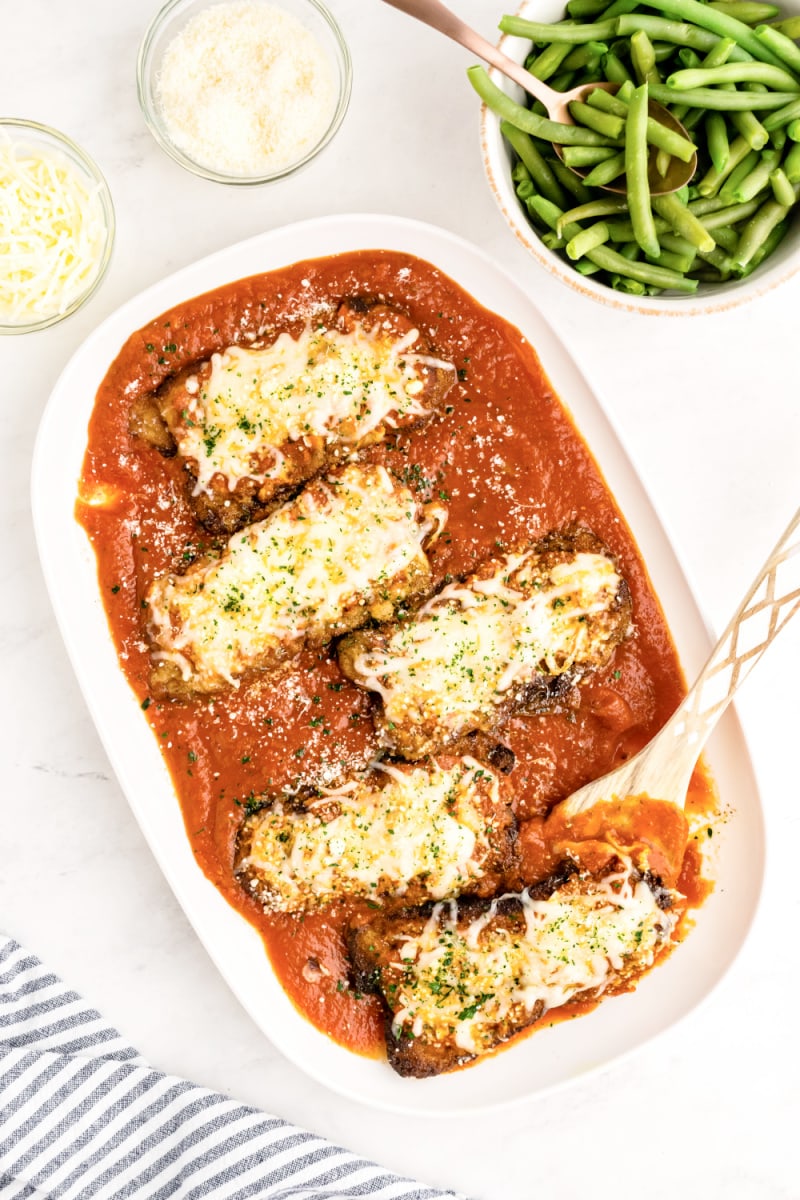 veal parmesan in a pan