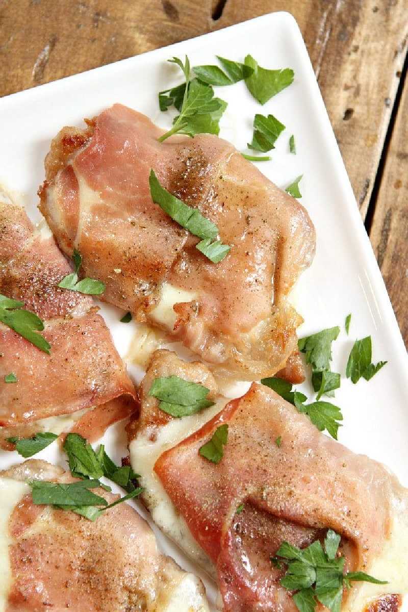 veal saltimbocca on a white plate