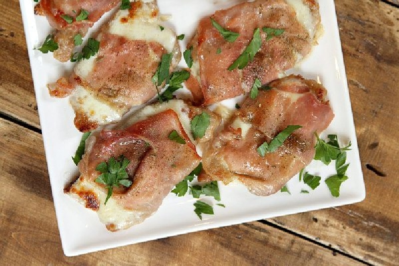 veal saltimbocca on a white plate