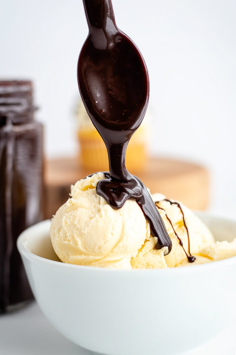 Chocolate Sauce drizzled on top of ice cream
