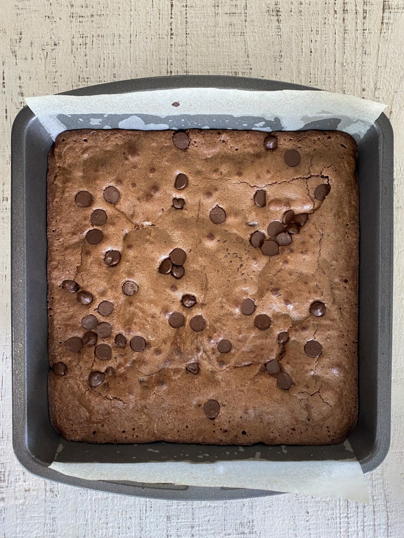 Deep Dark Brownies in the pan