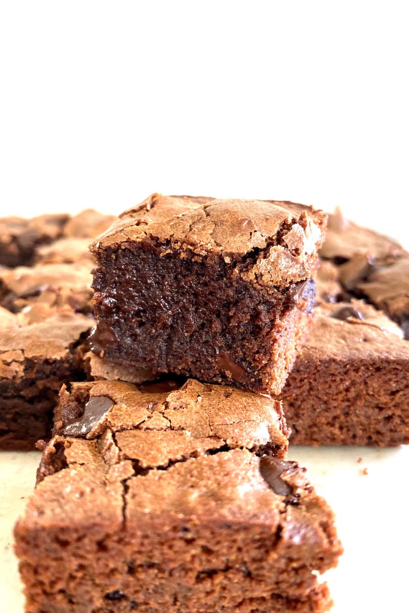 Deep Dark Brownies stacked