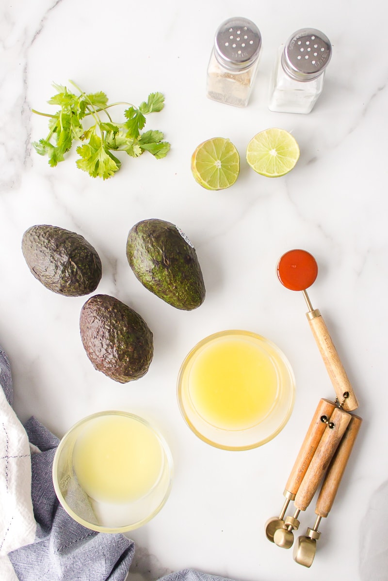 ingredients displayed for making citrus guacamole