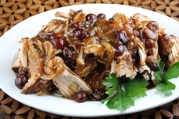 Crockpot Cranberry Pork Roast on a platter