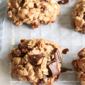 pinterest image for healthier chocolate chip oatmeal cookies