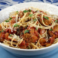 Spaghetti with turkey meatballs