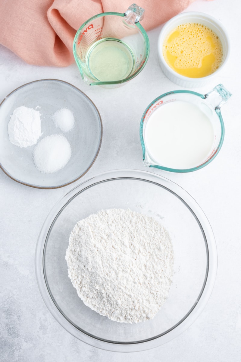 ingredients displayed for making sweet milk waffles